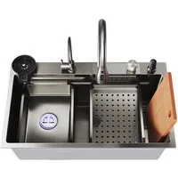 SONNI Küchenspüle Multifunktionale Küchenspüle, Edelstahl, zwei Größen, Rechteck, 45/75 cm, 75/45 cm, 80/45cm Delstahl Spülbecken