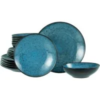 CreaTable Teller-Set Capri, Teller Set 18-tlg (18-tlg), 6 Personen, Steinzeug, Reaktivglasur