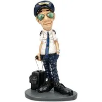 Figuren Shop GmbH Dekofigur Piloten Figur – Lustige Sammlerfigur Pilot mit Koffer 13.5 cm Deko