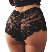 Lovolotti Taillenslip Damen Spitze Panty Unterhose (Nachtwäsche Reizwäsche Sexy Unterwäsche) mit Transparenter Spitze & Blumenmuster, Weiche Hotpants Lingerie
