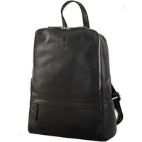 Corno d´Oro Cityrucksack Handmade Rucksack Damen Echt Leder Vintage Schwarz, Elegant, für 14 Zoll Laptop geeignet