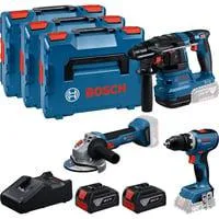 18V Profi Set, GBH 18V-22 + GSR 18V-65 + GWS 18V-8 Professional, Werkzeug-Set blau, 2x Li-Ion Akku 5,0Ah, in 3 L-BOXXen