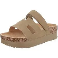 Ital-Design Bequemer Damen-Sandale mit Hochsohle für Freizeit Plateausandaletten (90033068) Keilabsatz/Wedge Keilsandaletten in Hellbraun