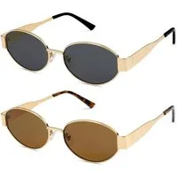 LuxusKollektion Retrosonnenbrille Sonnenbrille Damen Herren Oval Metal UV400 Gold Braun&gold Grau