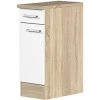Flex-Well Unterschrank Küchenunterschrank - 30 cm breit - Weiß Sonoma Eiche – Salerno