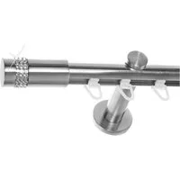 BASIT Gardinenstange Innenlauf Edelstahloptik 20mm mit Wandträgern 120 cm E38, Ø 20 mm, 1-läufig, verschraubt, Aluminium, H30 120 cm E38 Zylinder mit Kristall