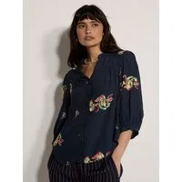 Apricot Blusentop Bluse mit Blumen- und Paisley-Muster mit Stickerei