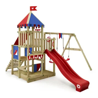 Spielturm Smart Guard mit Rutsche und Sandkasten - Hochwertiges Spielgerät für den Garten - Abenteuerspielplatz für Kinder aus Holz - Wickey