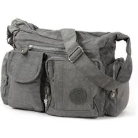 BAG STREET Schultertasche Bag Street Damenhandtasche Schultertasche (Schultertasche), Damen, Jugend Schultertasche Nylon, grau ca. 32cm x ca. 20cm