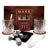 Mixcompany Geschenkbox Make your Whisky Set Geschenkset in Holzbox mit 2x Tumbler + 2x Unter