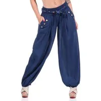 malito more than fashion Haremshose malito Damen Pumphose in Unifarben, leichte Stoffhose, super Freizei mit farblich passendem Stoffgürtel Einheitsgröße
