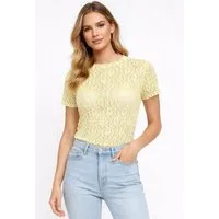 Worldclassca Spitzenshirt Worldclassca Spitzenshirt Kurzarm Mesh Bluse Stehkragen Lace Elegant Neue Kollektion - Stilvolle und gemütliche Mode für Damen