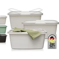 Hausfelder Wäschekorb Wäschewanne 58x37x25cm (Weiß, 3 Wannen, 35 l) (Set, 3 St., 3 x Wäschewannen), mit klappbaren Henkeln, mit Griffen, 35 Liter