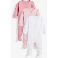 Next Schlafoverall Babyschlafanzüge aus Baumwolle im 3er-Pack (3-tlg)