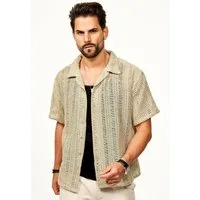 SOULSTAR Kurzarmhemd für Herren Freizeithemd als Kurzam Strick Festival Hemd Strick Polo-Hemd T-Shirt im Regular-Fit
