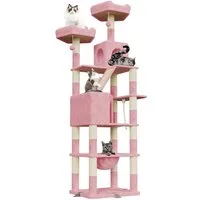 Dogat Kratzbaum Kratzbaum, Katzenbaum für große Katzen, mit Kletterturm 208cm, mehrstöckiger Katzenbaum, 208cm Höhe, XXL, mit Höhlen und Liegemulden