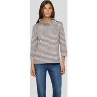 Rabe 3/4-Arm-Shirt mit grafischem Muster und Schalkragen mit Glitzersteinen