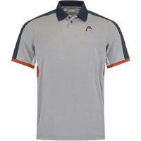Head Poloshirt Tennis-Padel Tech (atmungsaktiv, schnell trocknend) hellgrau/orange