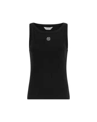 msch copenhagen - Geripptes Top mit Logo schwarz - Gr. - XL