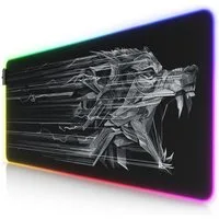 Titanwolf Gaming Mauspad RGB Mousepad 900 x 400 x 3 mm, LED Multi Color XXL Tischunterlage, rutschfest, abwaschbar, Geschwindigkeit & Präzision, Brüllender Wolf
