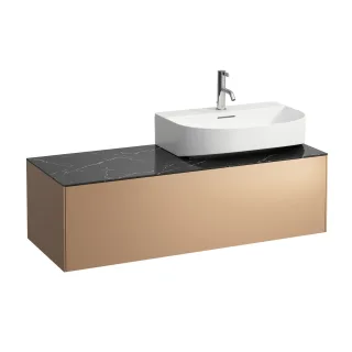 LAUFEN Waschtischunterschrank SONAR f.HWB H816341/2 1 Schubl 1175x455 Ausschn re Kupfer&Nero Marquin H4054530341411