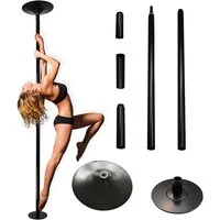 TRUTZHOLM Pole Dance Stange Tanzstange schwarz 231 - 274 cm Ø 45 mm Tabledance Tanzen Sport, Spinning und Static Funktion, Montage ohne Bohren
