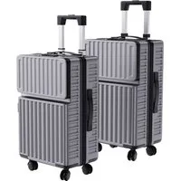 FUROKOY Trolleyset Kofferset Hartschalenkofferset Reisekoffer Set, 20/24 Zoll 2-teiliges Set,Grau,hochfestes ABS-Gehäuse, TSA-Schloss