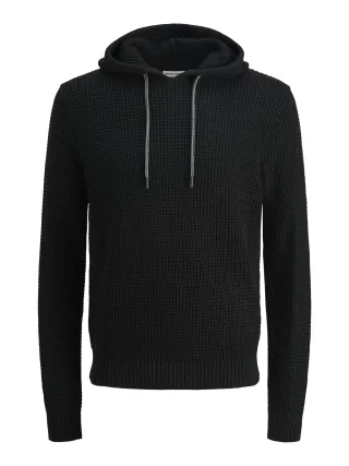 JACK&JONES - JJLINK KNIT HOODIE black - Gr. - M