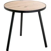 HAKU Beistelltisch Beistelltisch Eiche-Sofatisch schwarz, MDF, Metall - H 52 x Ø 50 cm (1xBeistelltisch, Dekotisch - kleiner Tisch), Beistelltisch aus Metall