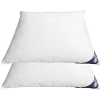 Welt der Träume 3-Kammer-Kopfkissen 2 Stück 80 x 80 cm Daunenkissen Füllung 1600 Gr. oder 1400, Füllung: Federn und Daunen, Bezug: 100% Baumwolle, Rückenschläfer, Bauchschläfer, Seitenschläfer, Set, 2 Stück, 100% Naturprodukt, Allergiker geeignet, He