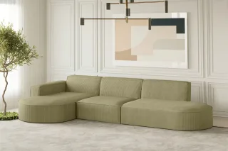 Ecksofa Designersofa PALMA in Stoff Scala Kiwi Ottomane Links