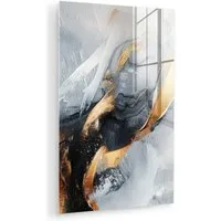 MuchoWow Acrylglasbild Abstrakt - Gold - Farbe - Ästhetik - Kunst, Inkl. Aufhängung, Dekorative Bild für Küche & Wohnzimmer auf Glas, 20x30 cm