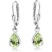 Materia Paar Ohrhänger Damen Peridot Grün Edelstein SO-448, 925 Sterling Silber
