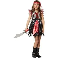 dressforfun Piraten-Kostüm Mädchenkostüm Piratenprinzessin, Ärmelloses Kleid in schwarz-weiß-roter Farbgebung
