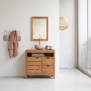 Waschtischunterschrank Serena aus massivem Teakholz 80 cm