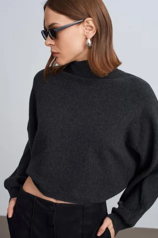 Damen Oversized Gekürzter Rollkragenpullover