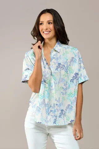 Caroline Tensen Leeds Print Bluse Weiß / Navy