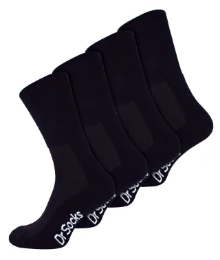 4 Paar Multipack Herren Bambus diabetische Socken | Dr.Socken | Nicht elastische extra breite diabetische Socken für geschwollene Füße - Schwarz