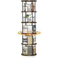 XIIW Bücherregal 5 Ebenen 360° Drehbares Regal 160x45x45cm Modern Standregal Büroregal, Offenen Fächern mit Buchstützen Drehregal, für Wohnzimmer, Schlafzimmer, Arbeitszimmer, Büro