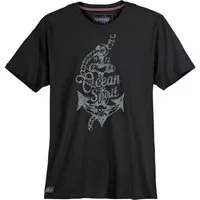 redfield Print-Shirt Redfield Übergrößen T-Shirt Ocean-Spirit schwarz