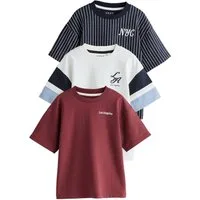 Next Print-Shirt Relaxed Fit Kurzarm-T-Shirts mit Grafik, 3er-Pack (3-tlg)