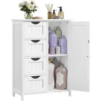 VASAGLE Badmöbel-Set Badezimmerschrank Badschrank Beistellschrank, mit 4 Schubladen, Schranktür, verstellbare Ablage