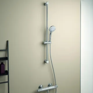 Ideal Standard Idealrain Brausekombination A7204AA 90 cm, mit Brausethermostat, Brausestange, 3F-Handbrause, 8l, chrom