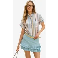 Imily Bela Hemdbluse Damen gestreifte Bluse mit Knopfleiste (Packung, 1-tlg., 1per-Pack) Brusttasche