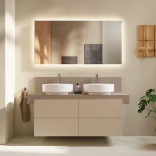 Duravit Balcoon Konsole BA90610IFIF0000 140 x 55 x 37 cm, 2 Ausschnitte, Becken beidseitig, Umbra matt