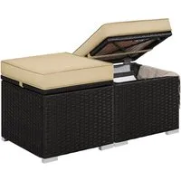 Yaheetech Hocker Sitzhocker mit Stauraum & Abnehmbarem Sitzkissen, 2 STK. Sitzgelegenheit fürs Wohnzimmer/Eingangsbereich/Balkon/Garten