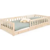 Ehrenkind Kinderbett Bodenbett Lille aus massivem Kiefernholz mit Rausfallschutz (Hochwertiges Kinderbett aus FSC® zertifziertem Holz / Bodenbett in 90x200, Montessori Kinderbett), Bodenbett, aus FSC zertifiziertem Holz