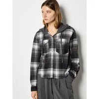 Apricot Karobluse Kariertes Hemd mit Kapuze
