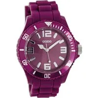 OOZOO Quarzuhr Oozoo Damen Armbanduhr lila Analog matt, (Analoguhr), Damenuhr rund, groß (ca. 43mm) Silikonarmband, Fashion-Style