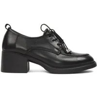 Celal Gültekin Plateau Schnürer Blockabsatz College Retro Damen Schnürschuh Glattleder, Echtleder-Futter & Decksohle, Schwarz
